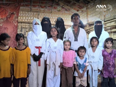 Mohamed Salim amongst his Rohingya Taekwondo students, 18-4-2025 (Image: ANA)