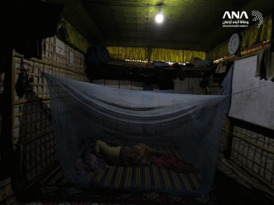 Rohingyas use mosquito nets in their shelters in Bangladesh (Image: ANA)