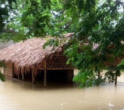 Floods destroy a main market at Buthidaung in Arakan state, western Myanmar (Image: APM)
