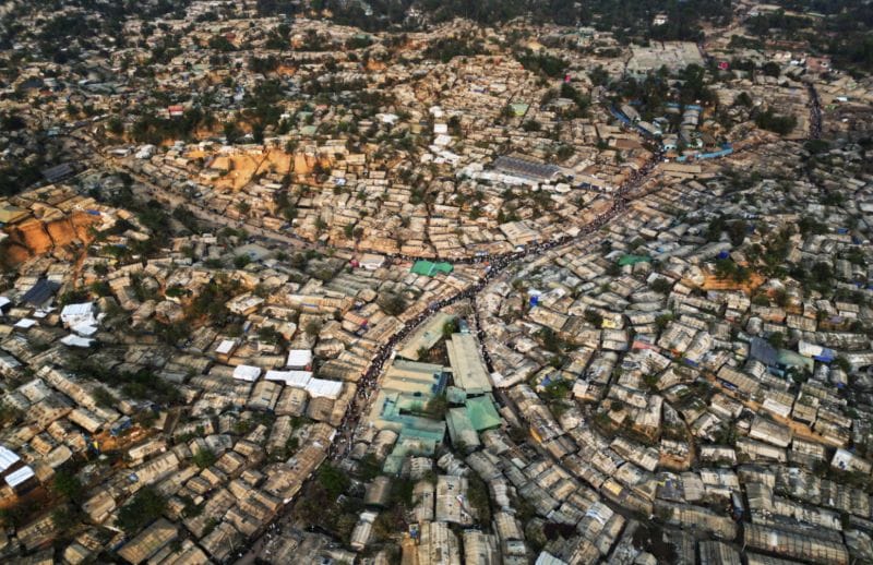 An aerial view of Rohingya refugee camps in Cox's Bazar, Bangladesh (Image: The Independent)