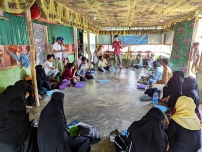 Artists and participants in activities of the Rohingya Art Club in Bangladesh camps (Image: Rohingya Art Club)