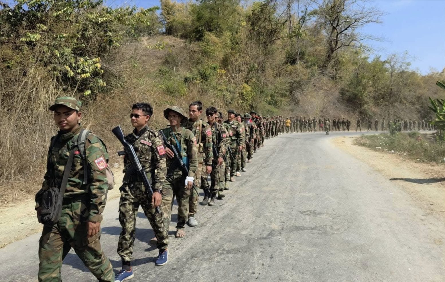 Patrol of Arakan Buddhist militias (Arakan Army) in Arakan (Image: Internet)